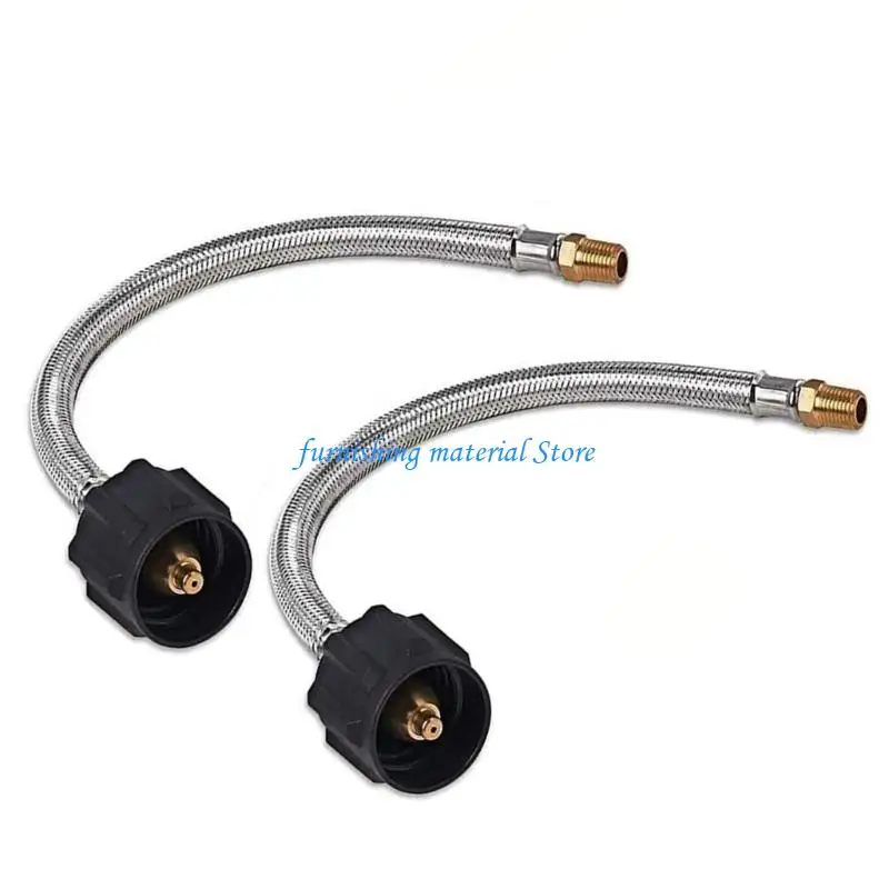 

Y5GD 2Pcs Stainless Propane Hose with Gauges Regulator Propane Hose Connector 1/4in Male NPT & QCC Type1 Connection