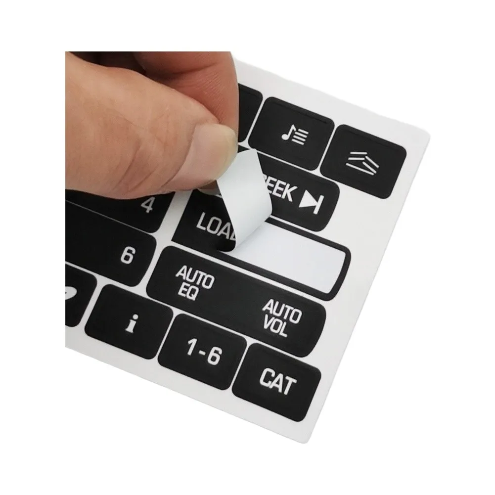 Black Vinyl Radio Button Repair Decal Sticker Compatible with For Hummer H3 2006 to 2009 For Saab 9-7X 2005 to 2009