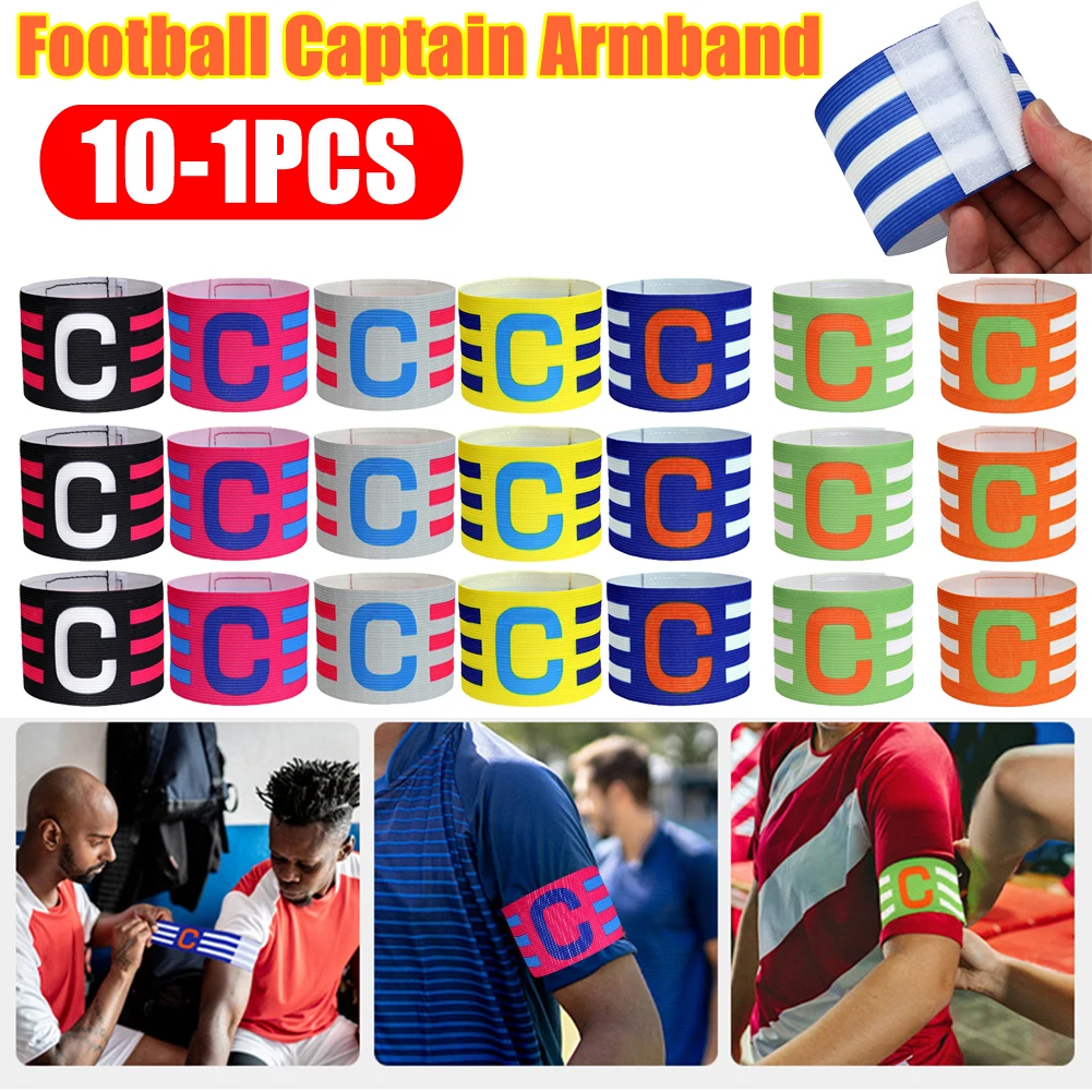 

10-1PCS Kid Adults Football Captain Armband Breathable Soccer Player Captain Group Armband Stripe Arm Band for Football Captain