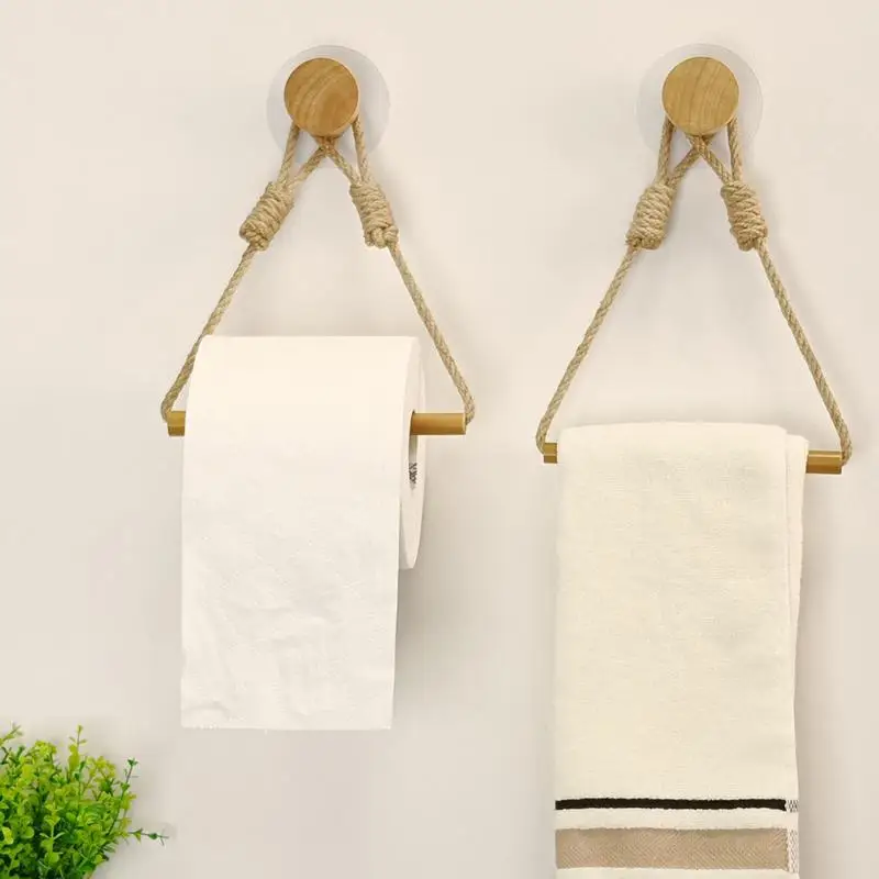 Soporte de papel higiénico montado en la pared, accesorios de baño, soporte de papel enrollable de madera para toallero