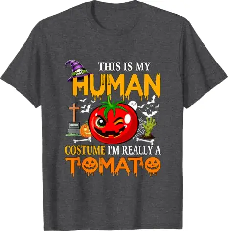 Lustiges Scherz-Kostüm „Ich bin wirklich eine Tomate“ Halloween-Lebensmittel-T-Shirt Y2k Witz Sarkastisches Persönlichkeits-Sprüch-T-Shirt Weiches Baumwoll-Outfit – Detail 13