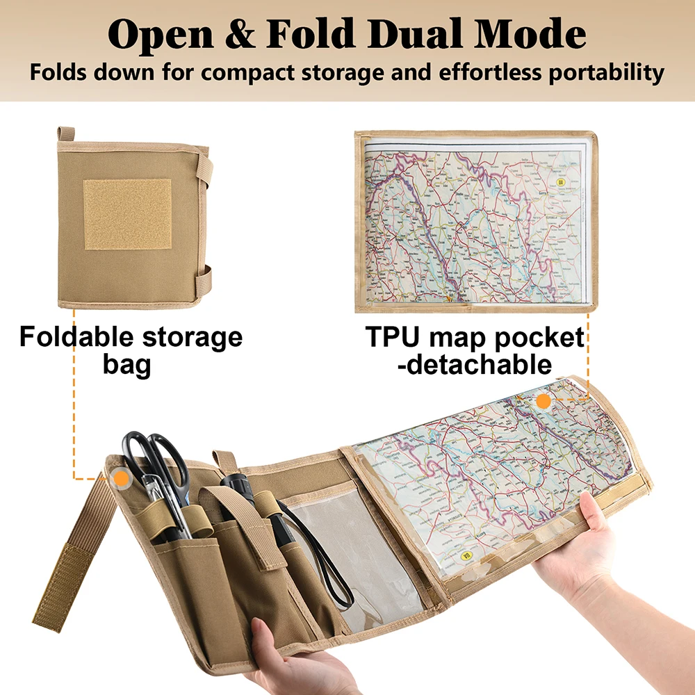 Tactical Map Storage Bag Foldable Map Pouch Card Pocket EDC Utility Tool Bag for Outdoor Hiking Camping Hunting Accessories