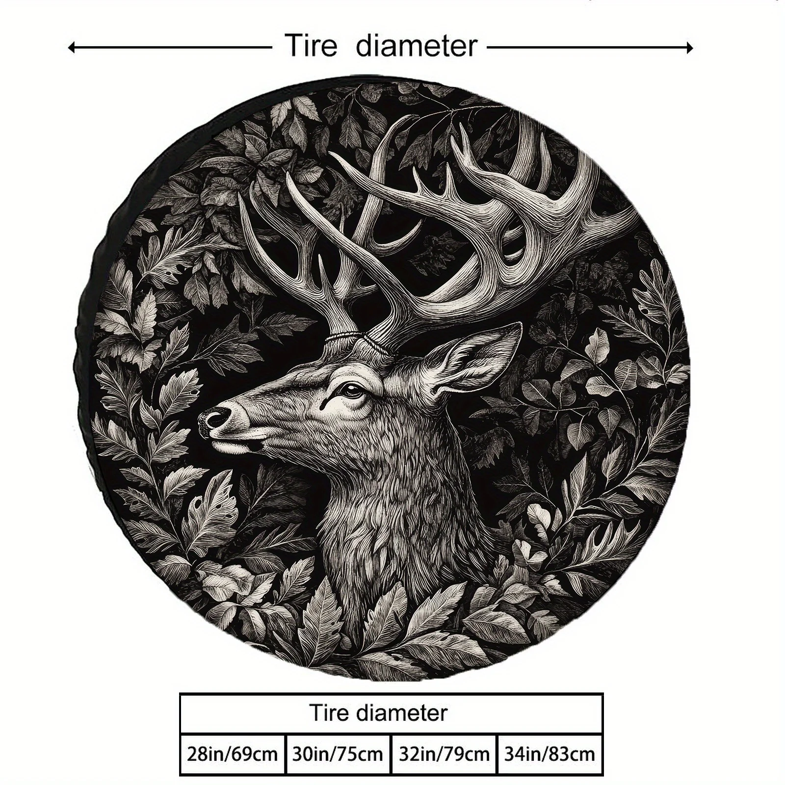 Majestic Stag & Forest Design Tire Cover - Durable Polyester Fit 28-34 Inch Weatherproof Windproof Dustproof Car Tire Protector,