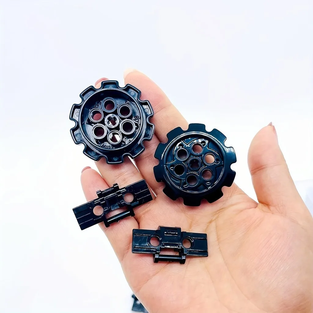 MOC-pieza de rueda de cadena técnica, bloques de construcción, piezas de ladrillos, eslabón de cadena, ruedas dentadas, pistas de tanque DIY 57518 57519 24375 3708