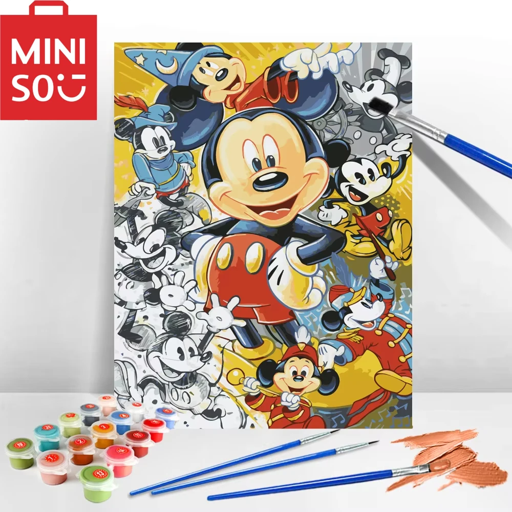 

MINISO картина маслом по номерам Дисней мультфильм Микки Маус украшение дома живопись стены спальня декор комнаты подарок рамки