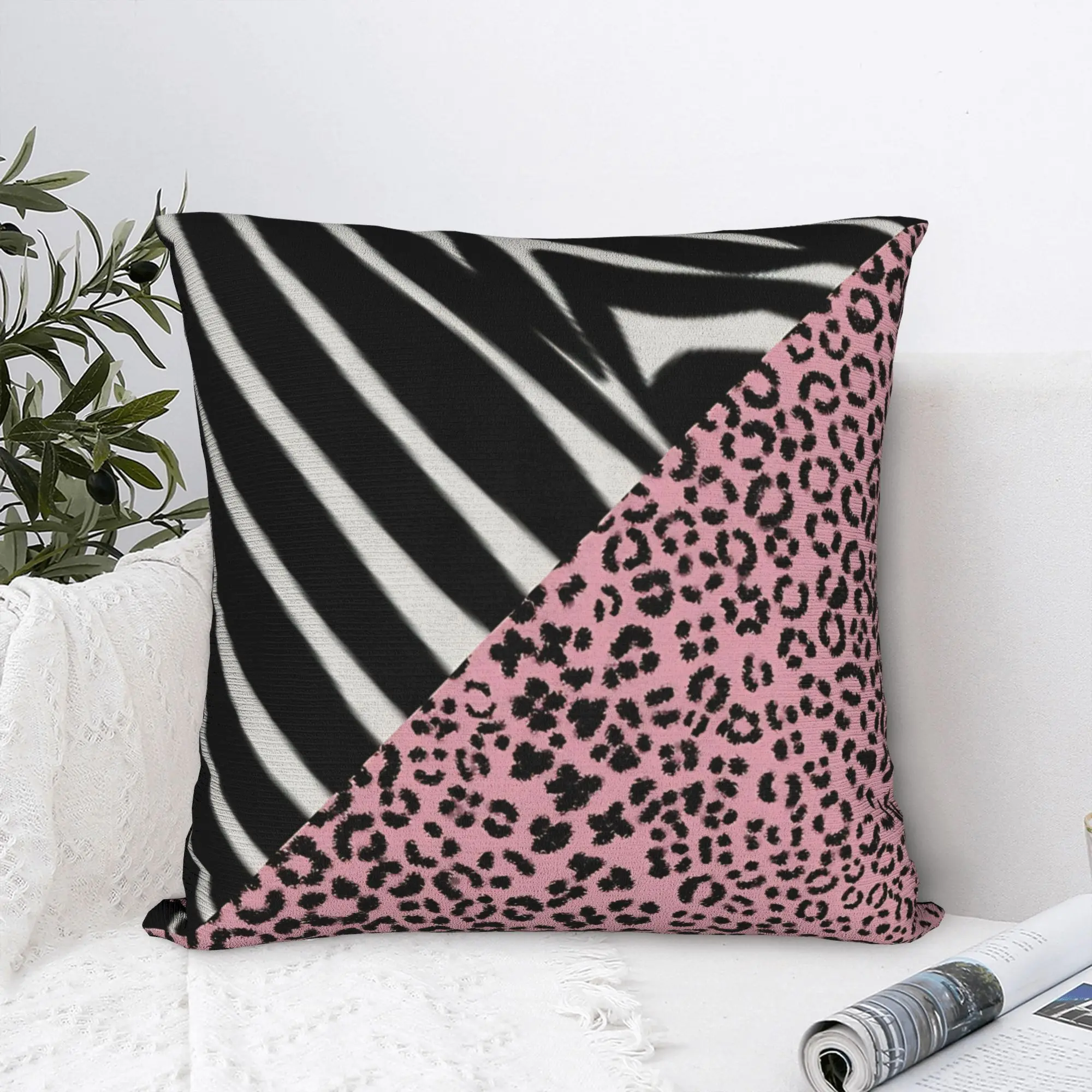 Zebra Leopard Cheetah Pink Pillowcases  Retro Trendy Pillow Case For Sofa Car Home Decor Design Pillow Cover