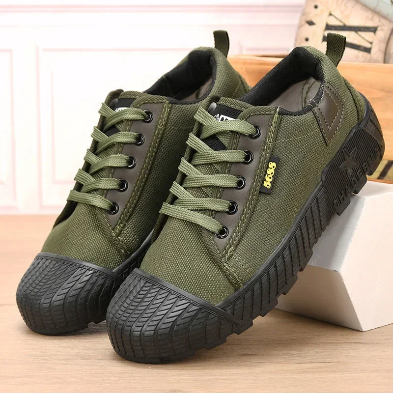Men's Canvas Shoes Outdoor Work Shoes Non Slip Breathable Casual Sneakers for Men Soft Sole Wear-resistant Walking Flats Zapatos
