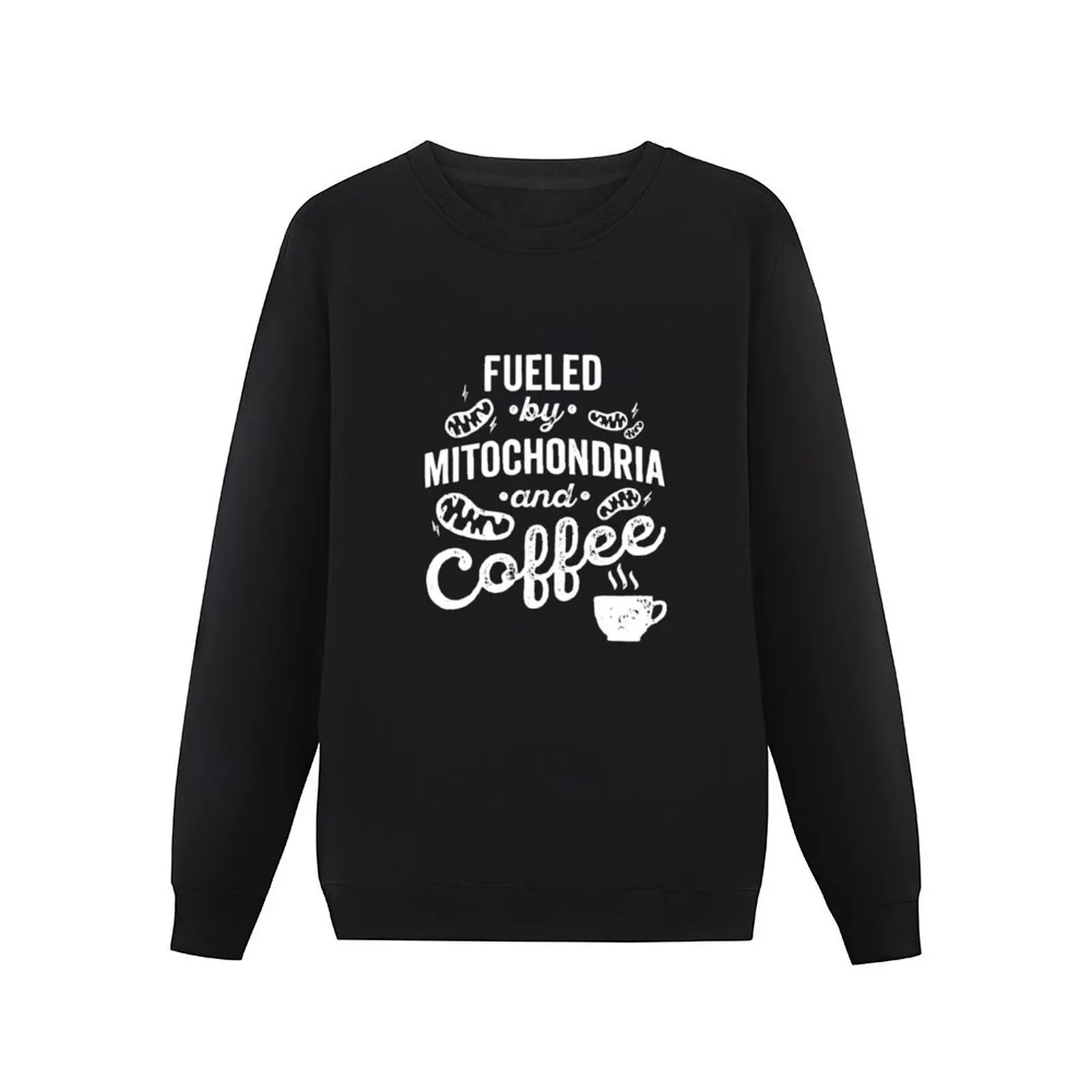 Fueled By Mitochondria And Coffee Funny Science Biology Pullover Hoodie clothes for men oversize sweatshirt