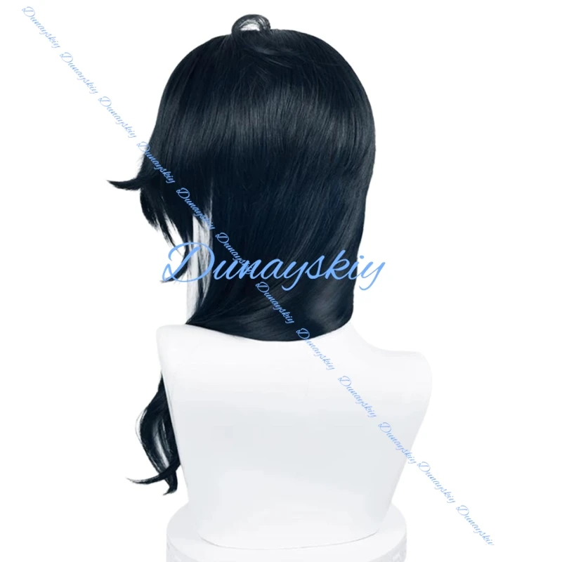 Pantalone Genshin Impact Cosplay Wig with Glasses for Men Black Hair Regrator WakuWaku Free Cap Included view 4