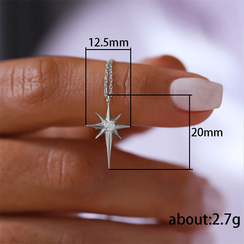 Fashion Simple Hexagram Pendant Cubic Zirconia Necklace Women Elegant Geometric Star Necklace Party Jewelry Accessories