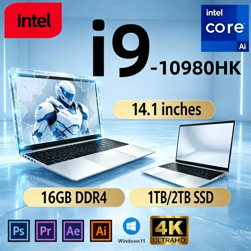 New Space Saving 14.1 Inch Ultra Slim Notebook Intel I9‑10980HK 16GB 32GB 2TB SSD Win11 Pro 1080P Student Gaming PC Hot 2026