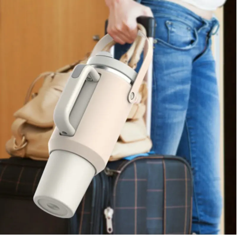 Cup Holder Case with Handle for Stanley 40 OZ Tumbler Accessories Silicone Water Bottle Carrier Sleeve