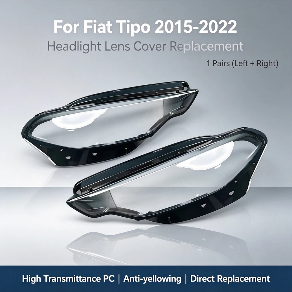 Car Headlight Lens Cover For Fiat Tipo 2015-2022 1Pair Clear PC Anti-yellowing Waterproof High Transmittance Direct Replacement