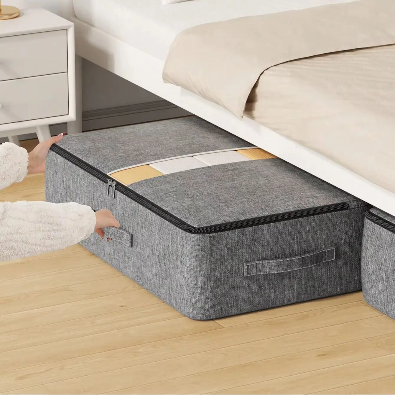 Saco de Armazenamento para Debaixo da Cama, com Janela Transparente, Alça Incluída, Ideal para Roupas, Cobertores, Colocação embaixo da Cama, Armário, Quarto