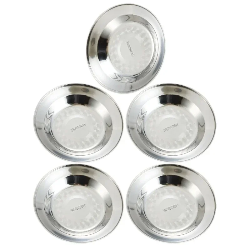 5Pcs 304Stainless Steel Tableware Set Serving Plates Picnics Camping Plates Party Dishware Set for Outdoor and Indoor