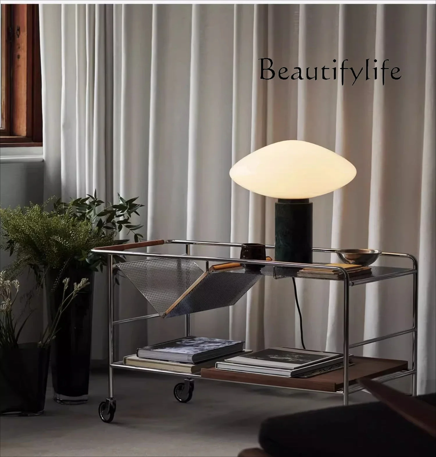 

yj5 Mobile cart side few trolley coffee table rack Italian side cabinet minimalist sofa storage premium sense