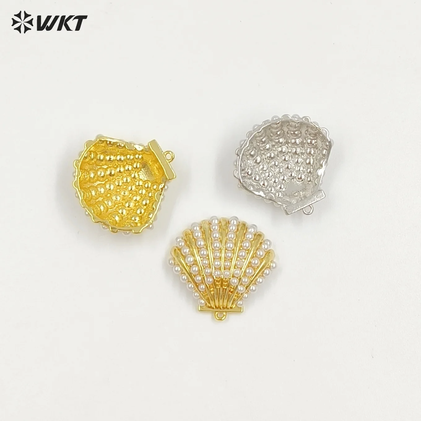 

WT-MP313 модная позолоченная и посеребренная латунь с искусственным жемчугом в форме ракушки, кулон для женщин, ювелирные изделия, аксессуары «сделай сам»