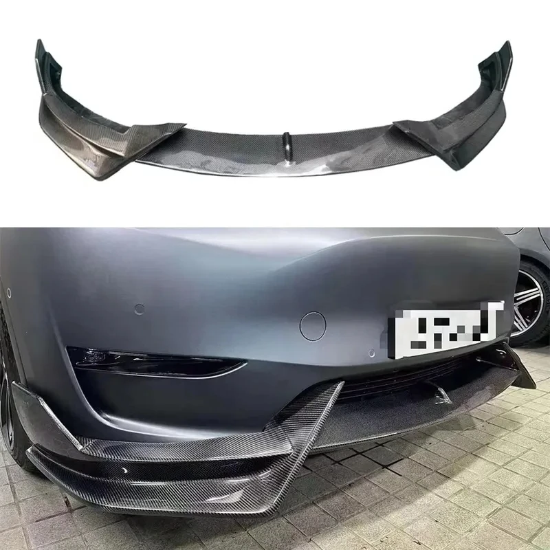 

AD Style Carbon Fiber Car Front Bumper Lip For Tesla Model Y Front Lip Chin Spoiler Diffuser Splitter Upgraded Body kit