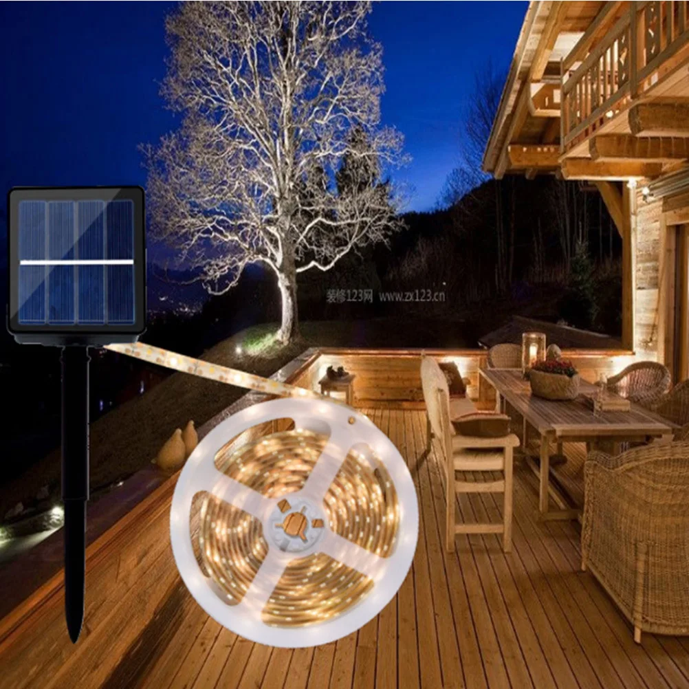 

Solar Power Outdoor LED Strip Lights Slim Flexible Warm White Tape Light Decorative for Garden Yard Patio Landscape Lighting
