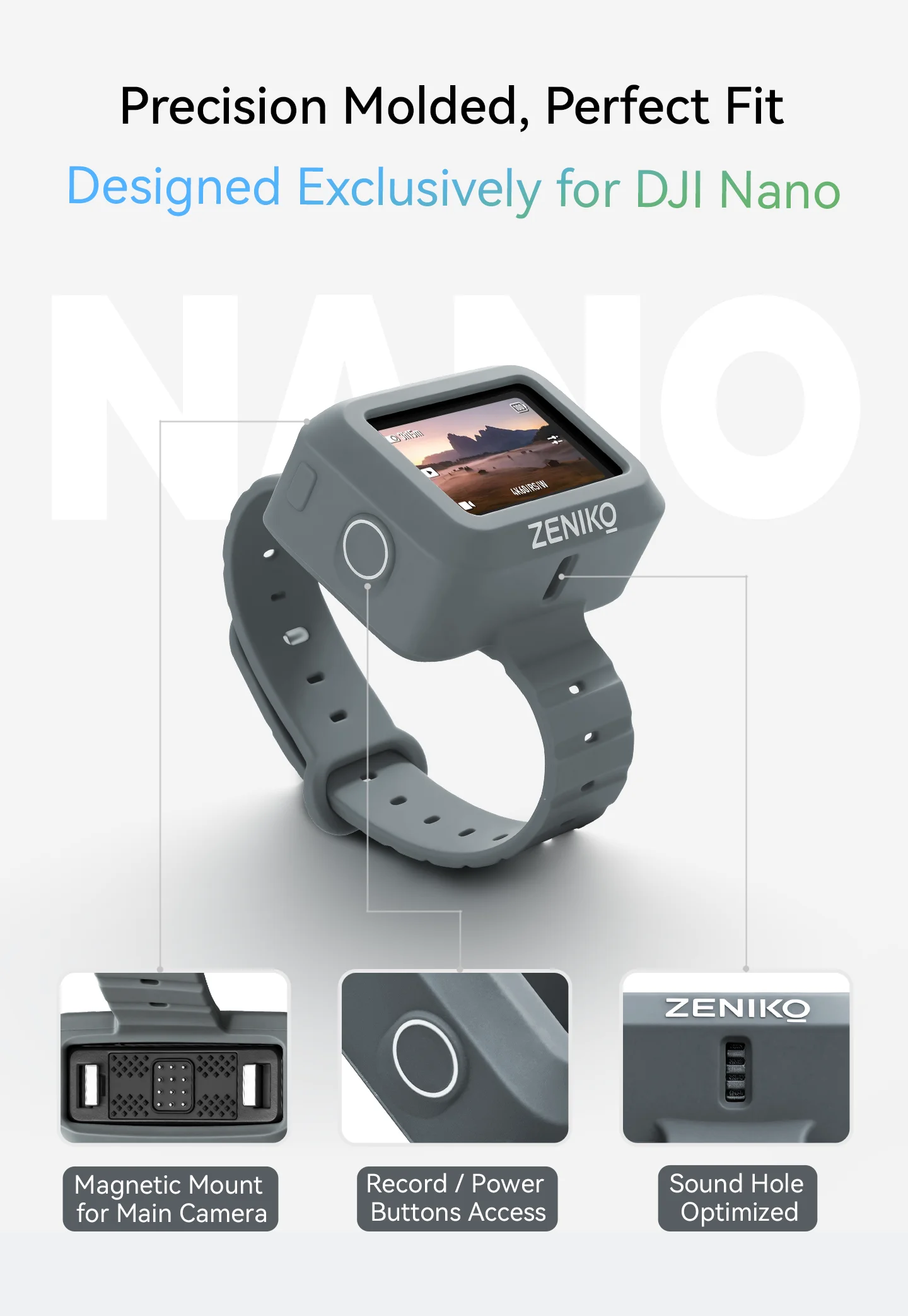 Zeniko Hand Wrist Band Silicone Strap For DJI Osmo Nano Protective Case Wristband For DJI Osmo Nano Sports Camera Accessories