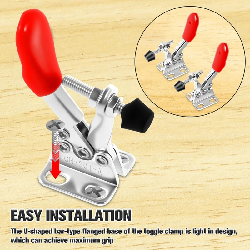 8 ชิ้น Toggle Clamp ปรับ Quick Release Toggle Latch กด Clamp, 60 ปอนด์สแตนเลสสตีลแนวนอน Clamps