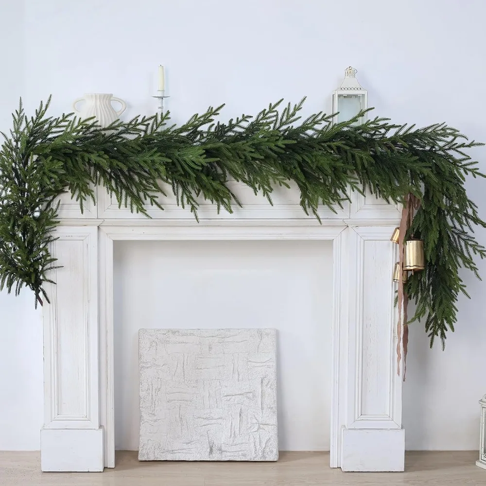 Artificial Christmas Garland Long Greenery Garland for Holiday, Fireplace, Mantle, Window, Stairs, Indoor, Outdoor Decor, Xmas