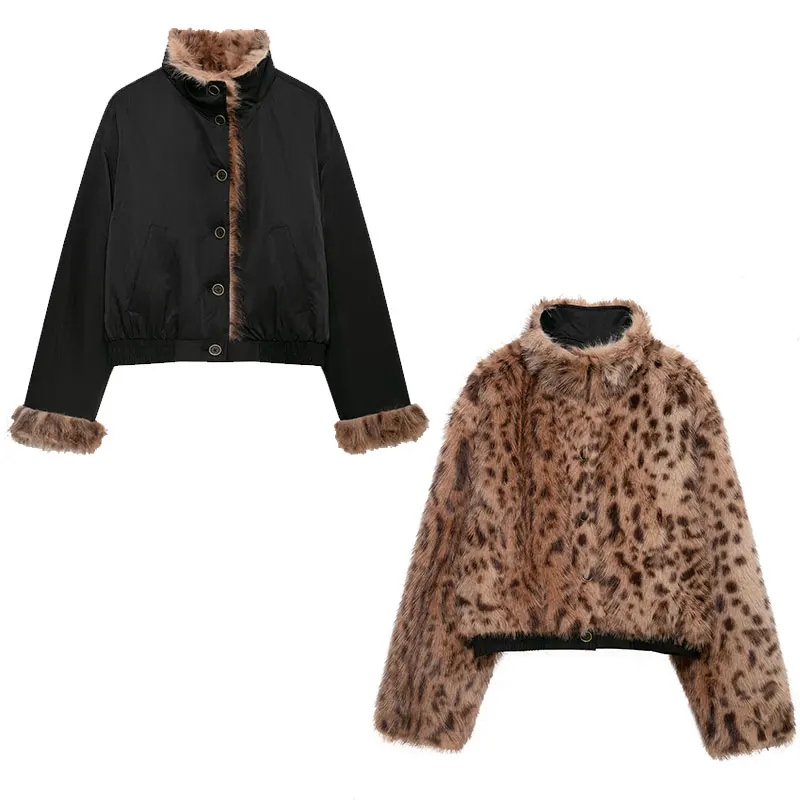 NLZGMSJ Vintage Chic Women Reversible Fur Jackets Solid Long Sleeve Single Breasted Loose Coats New Fashion 2026 Winter Outwears