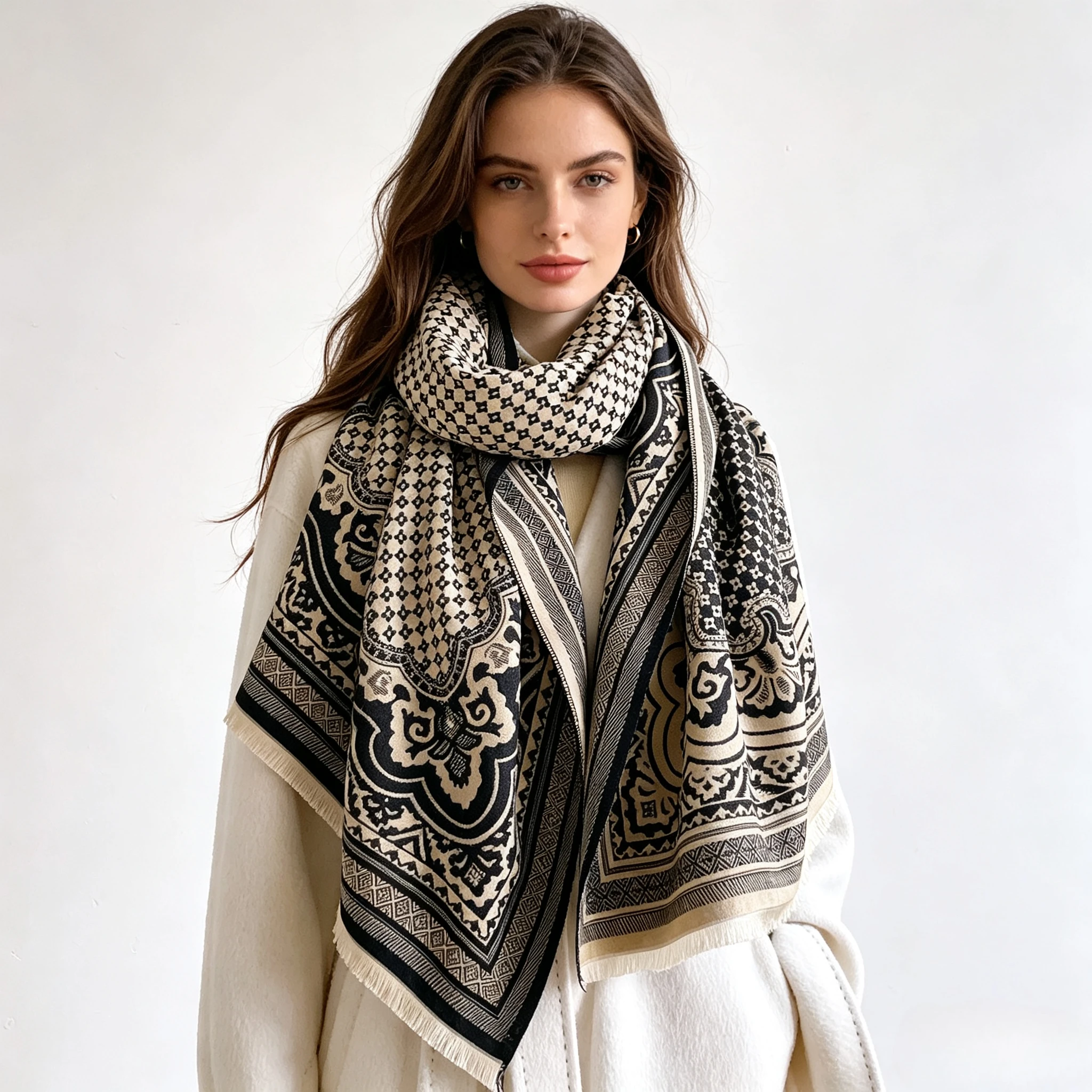 Pashmina Wrap Large - Imitatie Kasjmier Sjaal voor Dames, met