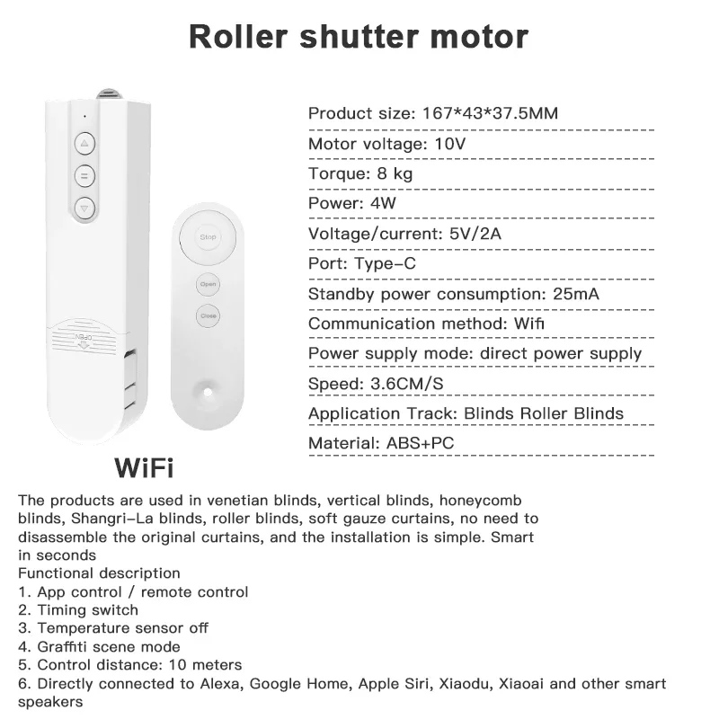 Tuya WiFi Bluetooth Zigbee Smart Motorized Chain Roller Blinds Remote Voice Control Shade Shutter Drive Motor Works Alexa Google