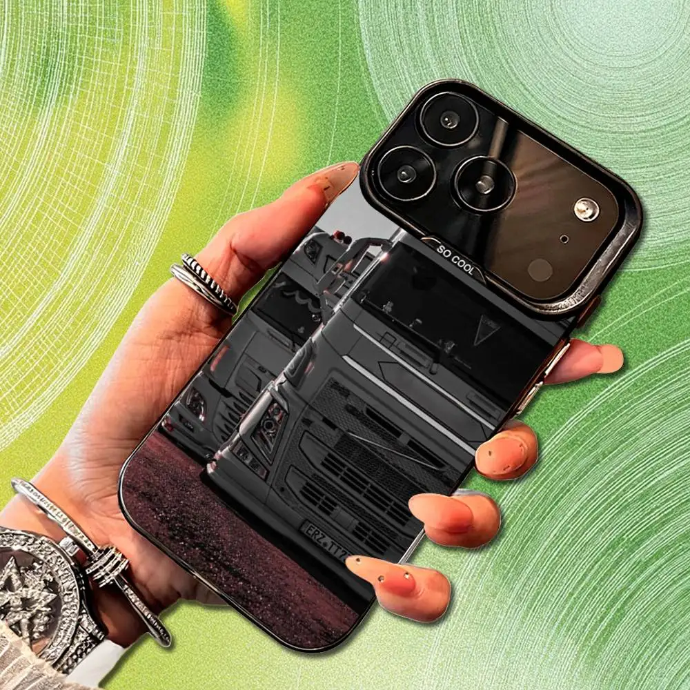 Custodia per telefono Cool S-ScaniaS T-Truck Art per iPhone 14,17,13,12,11,16,15, Mini,Pro,SE,XS,MAX, cover in silicone nero opaco