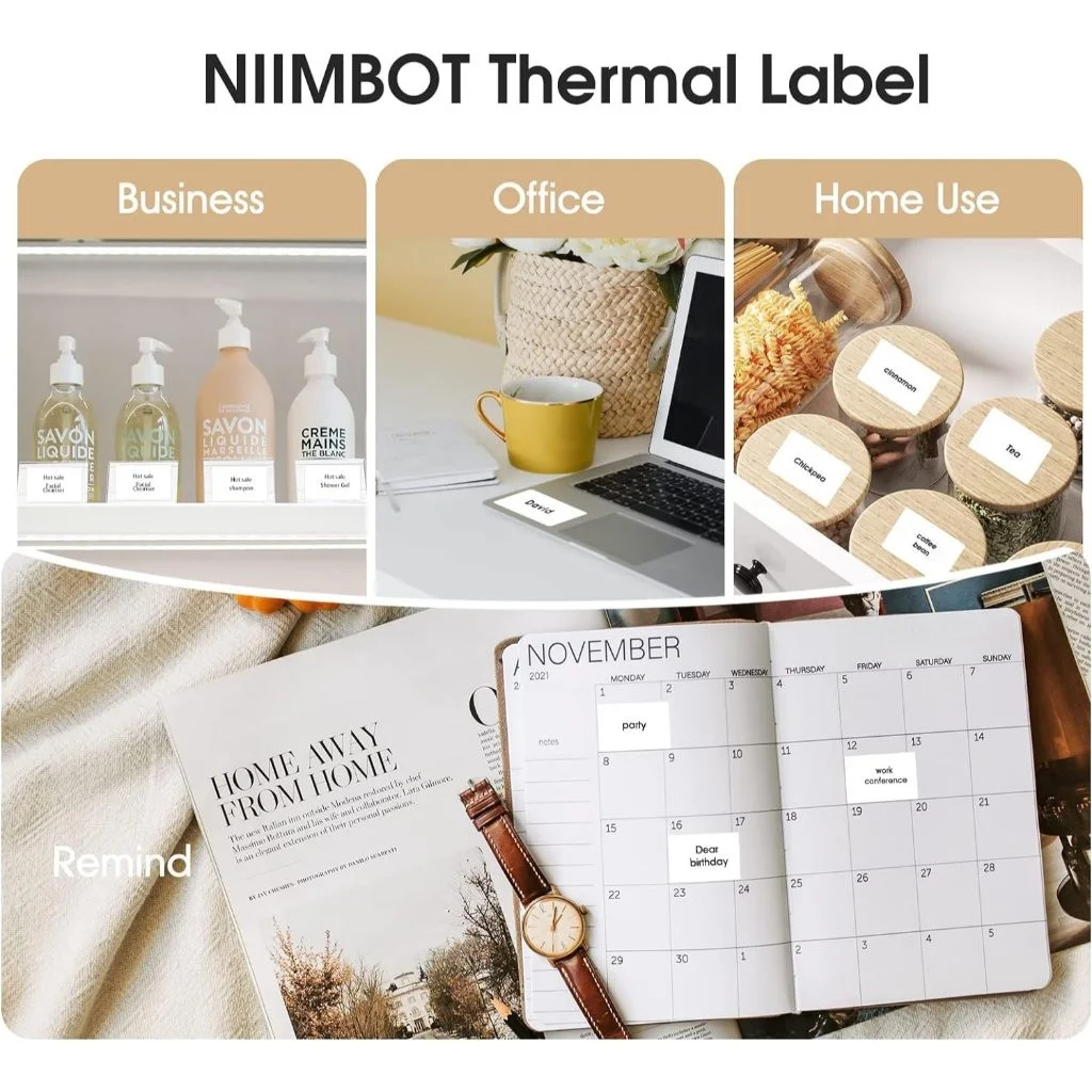 Niimbot B1/B21/B3S White Label Sticker Waterproof Oil Proof No Glue Residue Thermal Circular Label Paper For B1/B21/B3S Printer