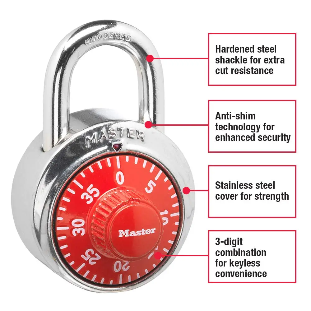 Master Lock-casillero de combinación giratorio 1530D, candado de combinación de contraseña portátil, candado de rotación para gimnasio y taquillas