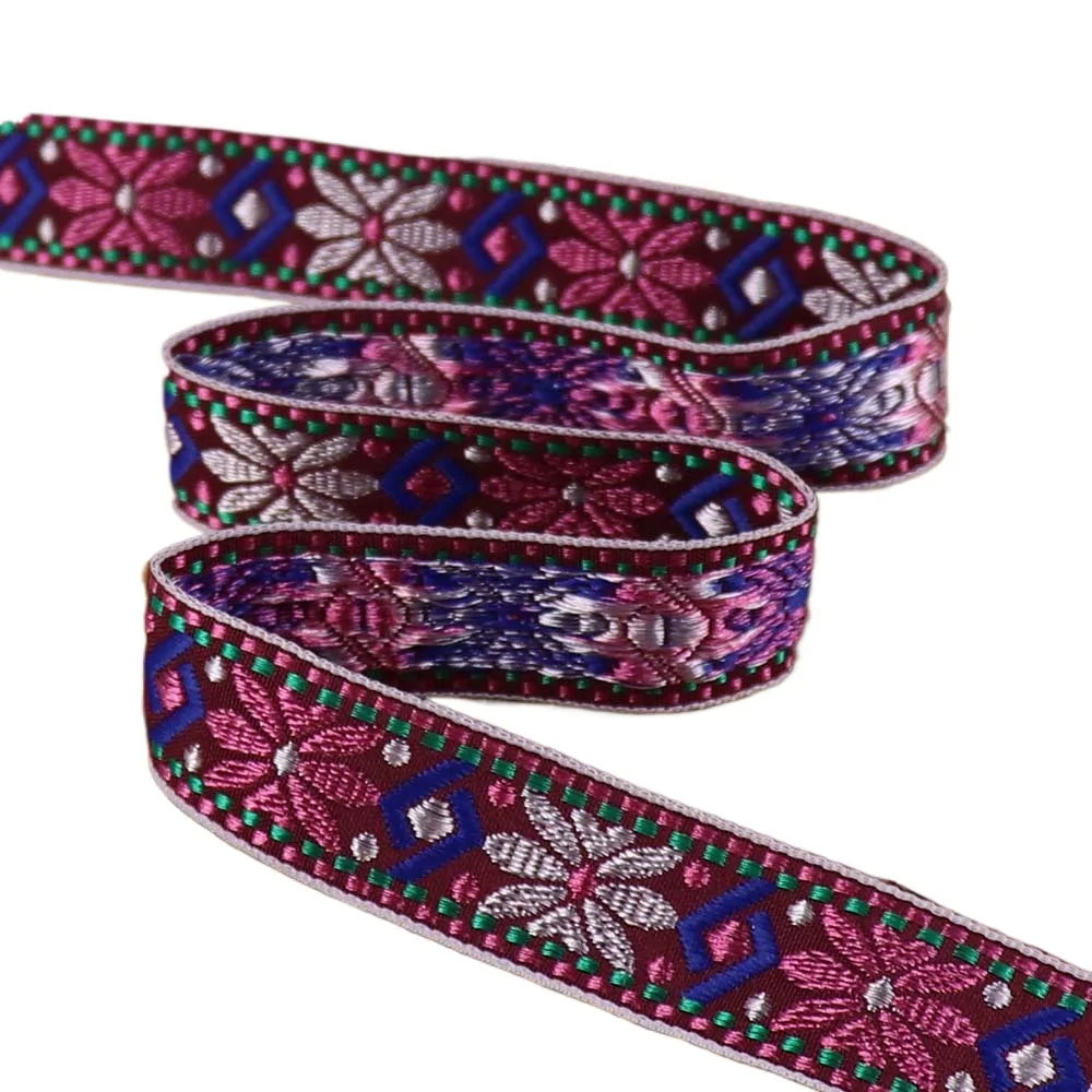 2.3cm Vintage Colorful Geometric Jacquard Embroidered Ribbons Webbing For Collar Sewing Accessories