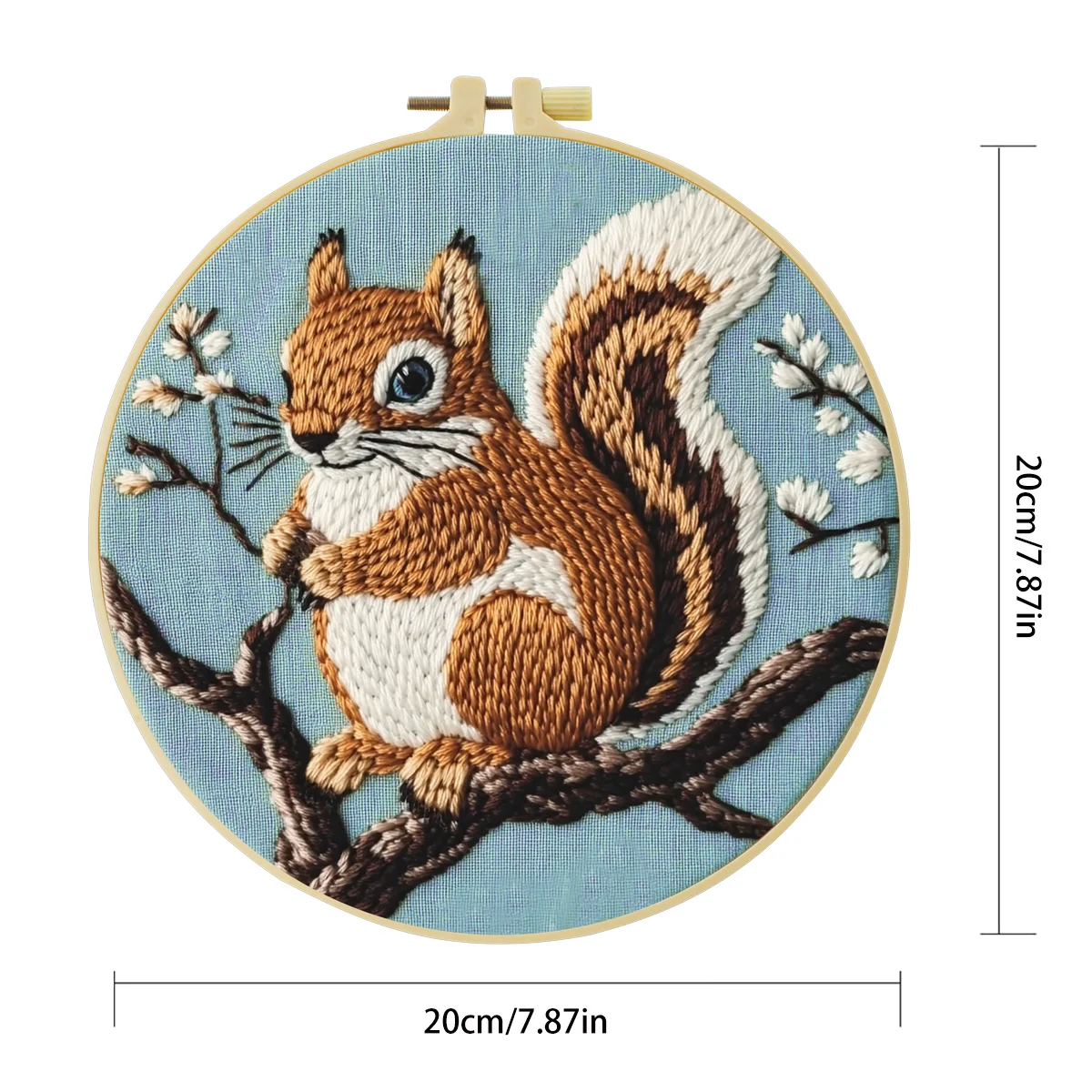 1 Stück 20X20CM/15X15CM 7,87/6,3 Zoll Eichhörnchen-Stickerei-Starter-Kit DIY-Kit DIY-Stickerei-Set Handarbeiten Nadelkunst – Detail 5