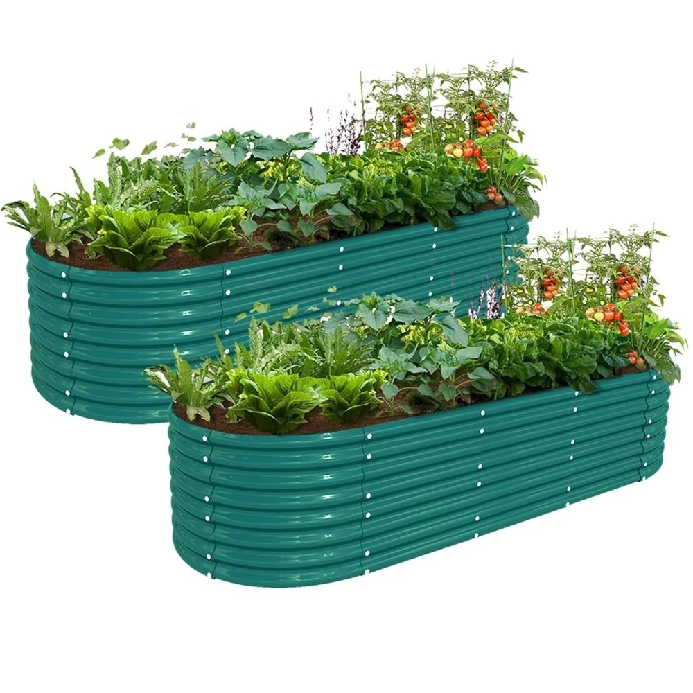 

2 Pack 8x3x2FT Galvanized Raised Garden Bed Kit Oval Metal Ground Planter Box Outdoor Bottomless Planter Raised, Customized