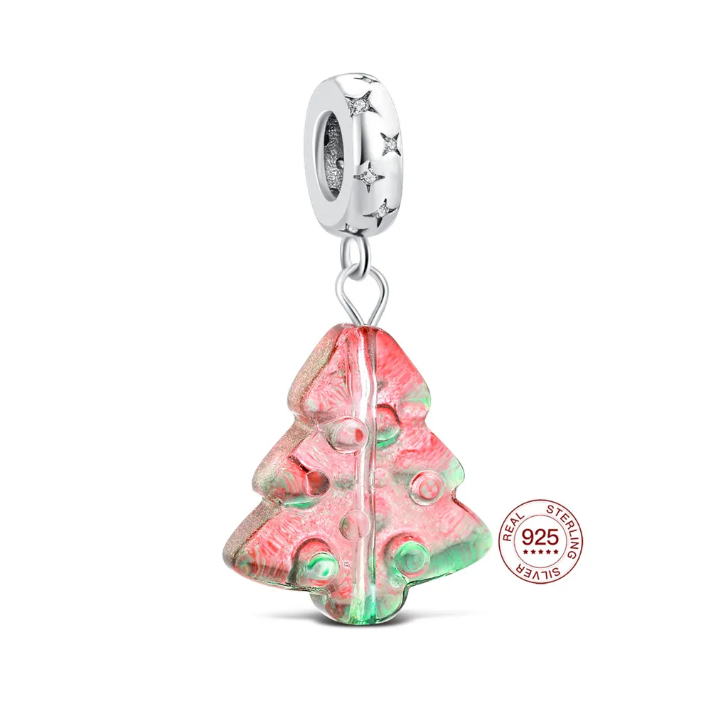 

Подвески оригинальные красочные подвески в виде рождественской елки S925 стерлингового серебра с бусинами подходят для браслетов Diy для женщин ювелирные изделия подарок любовь