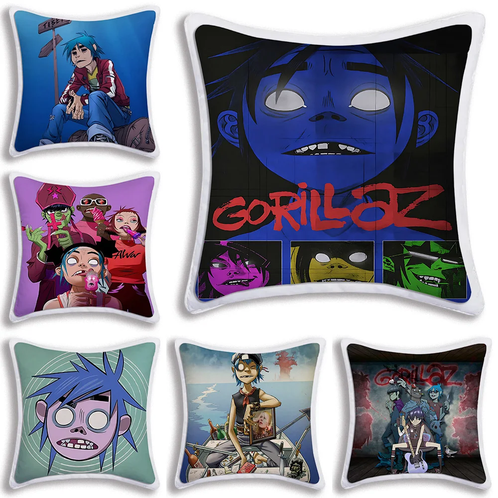 

Musife Custom Gorillaz Pillow Covers Cartoon Sofa Decorative Home Double-sided Printing Short Plush Cute Cushion Cover