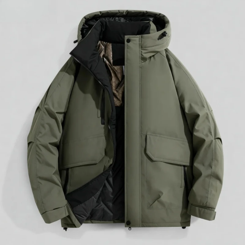 

2025 Autumn/Winter New Thickened Fashion Versatile Warm Outdoor Windproof Waterproof Hooded Casual Jacket Cotton Jacket for Men