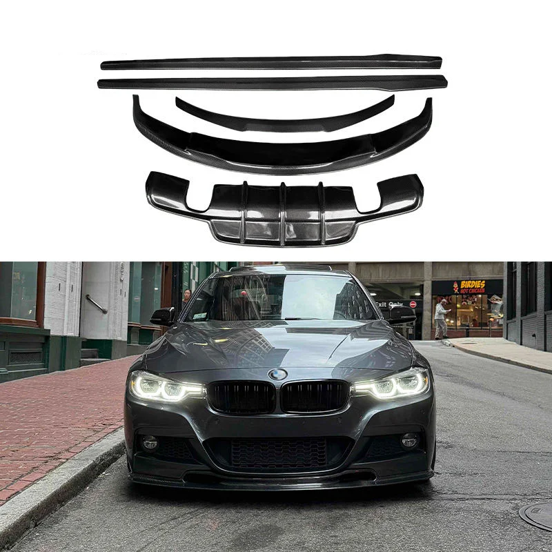 F30 Msport Carbon Fiber Front Lip Rear Diffuser Side Skirt Spoiler for  3 Series F30 Msport 2013-2019