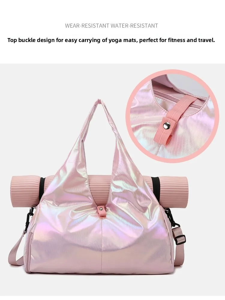 Glossy Fitn Bag Women's Large Capaci Lightweight Faionable Handheld Yoga Training Waterproof Bag Sport Travel Bag