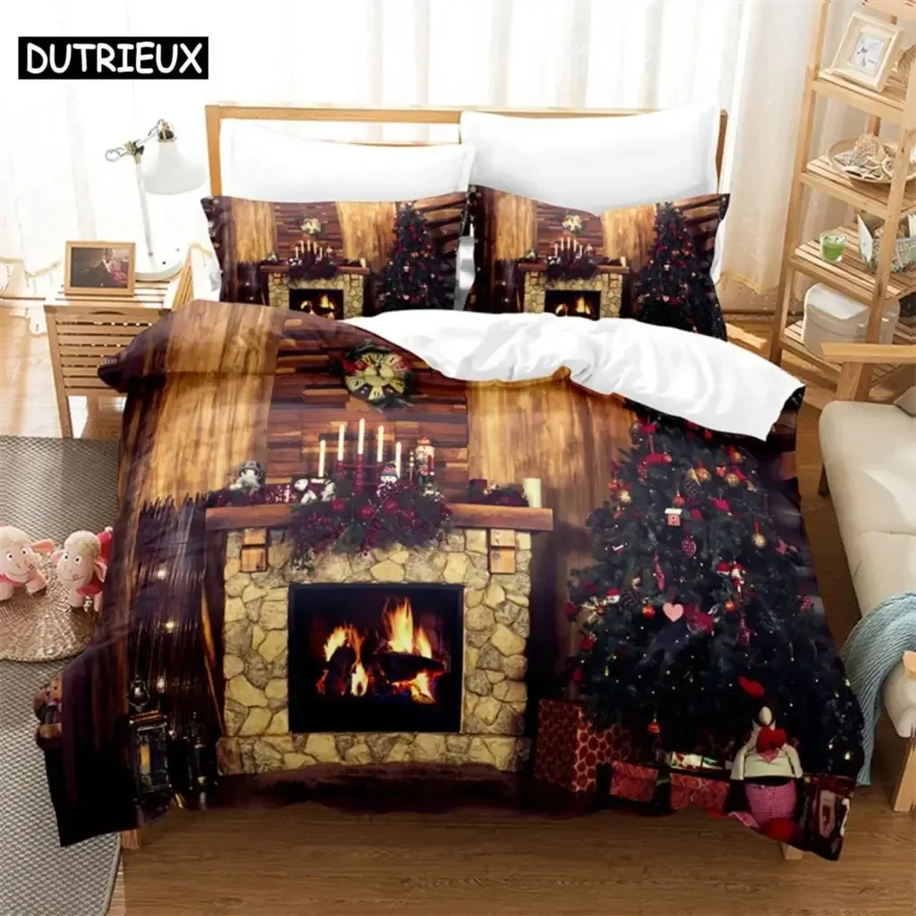 Christmas Day Comfortable Duvet Quilt Cover Pillowcase Bedding Set Children Bedroom Decoration Home Textile