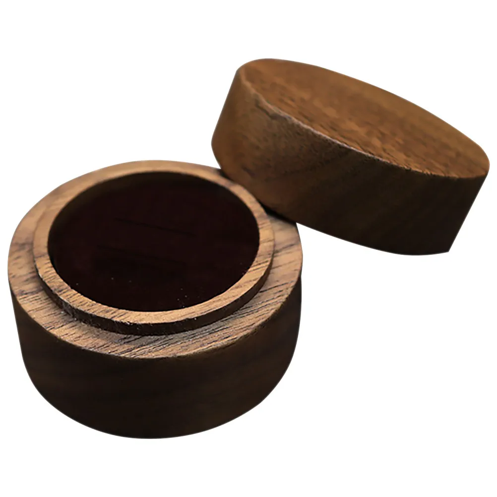

Walnut Wood Ring Box with Two Slots for Men Women Wedding Engagement Proposal Ring Storage Jewelry Gift Organizer Display Case