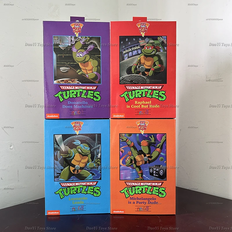 New NECA Leonardo Leads Turtles Figures Pizza Club Turtles Anime Action Figure Model Figurine Toys Bookshelf Ornament In Stock