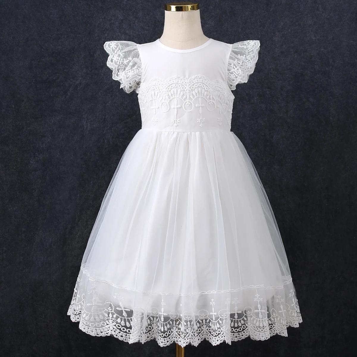 Mädchen stilvolles Sommerkleid Prinzessin Kleid Blumen mädchen Kleid neues Netz kleid