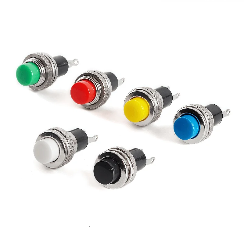 

10 шт./лот DS-314/DS-316 кнопочный переключатель, 2-контактный, не фиксирующийся, самосброс, 10 мм круглый кнопочный переключатель запуска питания