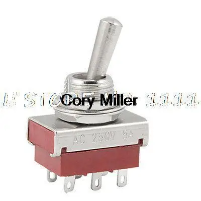 AC 250V 5A 6 Solder Pins DPDT 2 Way On/On Toggle Switch