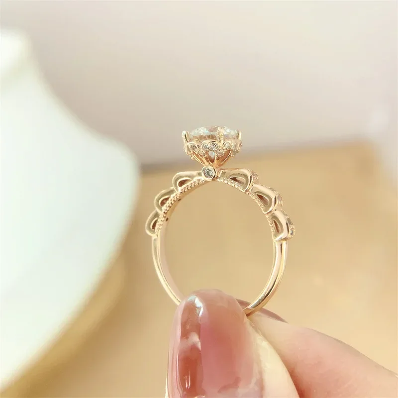 Sparkling Flower D Color 1CT Moissanite Engagement Ring For Women S925 Sterling Silver Plated 18K Rose Gold Diamond Rings