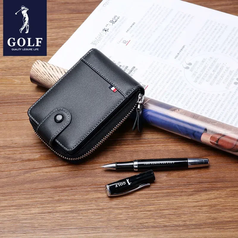 GOLF Cardholder Wallet Leather Zipper Business Card Holder Men's Coin Purse Wallet RFID Blocking Zipper Business Card Holder