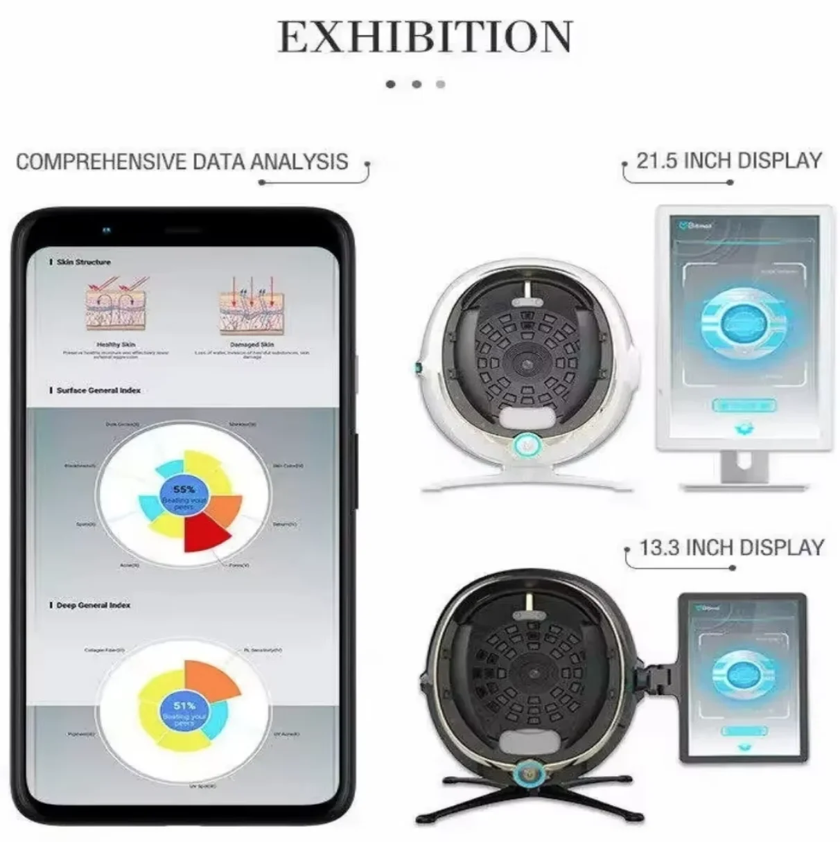 3D Skin Scanner Care Facial Analyzer Monitor Machine Magic Mirror Portable Testing English Detector Face Camera Test Analysis