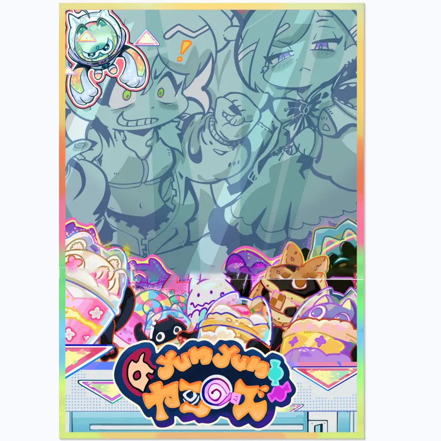 

60PCS 63x90mm Trading Cards Protector Holographic Animation YuGiOh Card Sleeves Shield Laser Cute Card Deck Cover Japanese Size